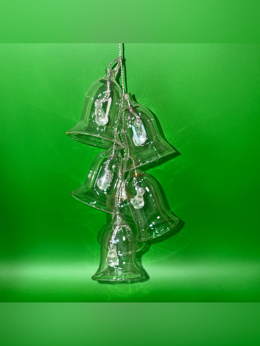 Vintage Silvestri 6 Glass Bell Cluster Wind Chime Christmas Ornament Decoration